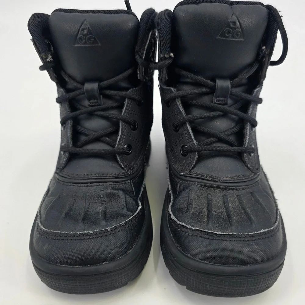 NIKE ACG WOODSIDE 2 BOOTS KIDS SIZE 13C BLACK HIGH LEATHER WATER RESISTANT BOYS